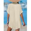 imageCUPSHE Women Swimsuit Cover Up V Neck Short Sleeve Button Front Beach Coverup Shirt DressApricot