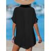 imageCUPSHE Women Swimsuit Cover Up V Neck Short Sleeve Button Front Beach Coverup Shirt DressBlack