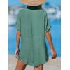 imageCUPSHE Women Swimsuit Cover Up V Neck Short Sleeve Button Front Beach Coverup Shirt DressEucalyptus Green