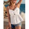 imageCUPSHE Women Twist Front Cami Tank Tops Sleeveless Y2K Cutout Eyelet Summer Camisole TopsWhite