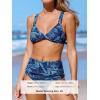 imageCUPSHE Womens Bikini Sets Two Piece Bathing Suit High Waisted Tummy Control V Neck Twist Front Crisscross Back TieMidnight BlueTropical