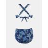 imageCUPSHE Womens Bikini Sets Two Piece Bathing Suit High Waisted Tummy Control V Neck Twist Front Crisscross Back TieMidnight BlueTropical