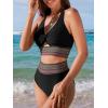 imageCUPSHE Womens Bikini Sets Two Piece Bathing Suit High Waisted Twist Cutout V Neck Swimsuit KeyholeBlack