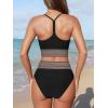 imageCUPSHE Womens Bikini Sets Two Piece Bathing Suit High Waisted Twist Cutout V Neck Swimsuit KeyholeBlack