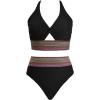 imageCUPSHE Womens Bikini Sets Two Piece Bathing Suit High Waisted Twist Cutout V Neck Swimsuit KeyholeBlack