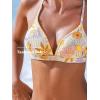 imageCUPSHE Womens Bikini Sets Two Piece Swimsuit Triangle Tops V Neck Cutout Back Hook Low Rise Cheeky Bottom StitchingYellow Floral