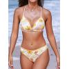 imageCUPSHE Womens Bikini Sets Two Piece Swimsuit Triangle Tops V Neck Cutout Back Hook Low Rise Cheeky Bottom StitchingYellow Floral