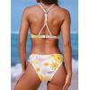imageCUPSHE Womens Bikini Sets Two Piece Swimsuit Triangle Tops V Neck Cutout Back Hook Low Rise Cheeky Bottom StitchingYellow Floral
