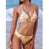 imageCUPSHE Womens Bikini Sets Two Piece Swimsuit Triangle Tops V Neck Cutout Back Hook Low Rise Cheeky Bottom StitchingYellow Floral