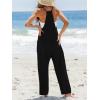 imageCUPSHE Womens Casual V Neck Spaghetti Straps Jumpsuit Sleeveles Baggy Long Pants Overall Outfit with PocketsBlack