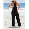 imageCUPSHE Womens Casual V Neck Spaghetti Straps Jumpsuit Sleeveles Baggy Long Pants Overall Outfit with PocketsBlack