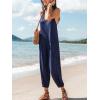 imageCUPSHE Womens Casual V Neck Spaghetti Straps Jumpsuit Sleeveles Baggy Long Pants Overall Outfit with PocketsBlue