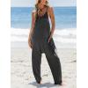imageCUPSHE Womens Casual V Neck Spaghetti Straps Jumpsuit Sleeveles Baggy Long Pants Overall Outfit with PocketsDark Grey