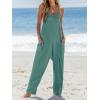 imageCUPSHE Womens Casual V Neck Spaghetti Straps Jumpsuit Sleeveles Baggy Long Pants Overall Outfit with PocketsGreen