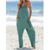 imageCUPSHE Womens Casual V Neck Spaghetti Straps Jumpsuit Sleeveles Baggy Long Pants Overall Outfit with PocketsGreen