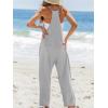 imageCUPSHE Womens Casual V Neck Spaghetti Straps Jumpsuit Sleeveles Baggy Long Pants Overall Outfit with PocketsGrey