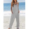 imageCUPSHE Womens Casual V Neck Spaghetti Straps Jumpsuit Sleeveles Baggy Long Pants Overall Outfit with PocketsGrey