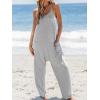 imageCUPSHE Womens Casual V Neck Spaghetti Straps Jumpsuit Sleeveles Baggy Long Pants Overall Outfit with PocketsGrey