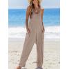 imageCUPSHE Womens Casual V Neck Spaghetti Straps Jumpsuit Sleeveles Baggy Long Pants Overall Outfit with PocketsKhaki