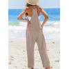 imageCUPSHE Womens Casual V Neck Spaghetti Straps Jumpsuit Sleeveles Baggy Long Pants Overall Outfit with PocketsKhaki