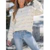imageCUPSHE Womens Crewneck Sweaters Long Sleeve Cozy Knit Rainbow Dots Pullover Jumper TopsApricot