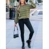 imageCUPSHE Womens Crewneck Sweaters Long Sleeve Cozy Knit Rainbow Dots Pullover Jumper TopsGreen