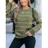 imageCUPSHE Womens Crewneck Sweaters Long Sleeve Cozy Knit Rainbow Dots Pullover Jumper TopsGreen