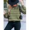 imageCUPSHE Womens Crewneck Sweaters Long Sleeve Cozy Knit Rainbow Dots Pullover Jumper TopsGreen
