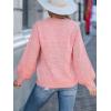imageCUPSHE Womens Crewneck Sweaters Long Sleeve Cozy Knit Rainbow Dots Pullover Jumper TopsPink