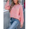 imageCUPSHE Womens Crewneck Sweaters Long Sleeve Cozy Knit Rainbow Dots Pullover Jumper TopsPink