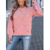 imageCUPSHE Womens Crewneck Sweaters Long Sleeve Cozy Knit Rainbow Dots Pullover Jumper TopsPink