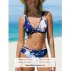 imageCUPSHE Womens Mid Waisted Bikini Swimsuit Floral Plunge Back Hook Two Piece Bathing SuitNavy BlueFloral