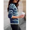 imageCUPSHE Womens Mock Neck Striped Sweater Fall Winter Long Sleeve Casual Pullover Knit TopsBlue