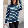 imageCUPSHE Womens Mock Neck Striped Sweater Fall Winter Long Sleeve Casual Pullover Knit TopsBlue