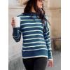 imageCUPSHE Womens Mock Neck Striped Sweater Fall Winter Long Sleeve Casual Pullover Knit TopsBlue