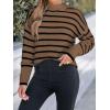 imageCUPSHE Womens Mock Neck Striped Sweater Fall Winter Long Sleeve Casual Pullover Knit TopsBrown