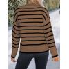 imageCUPSHE Womens Mock Neck Striped Sweater Fall Winter Long Sleeve Casual Pullover Knit TopsBrown