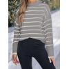 imageCUPSHE Womens Mock Neck Striped Sweater Fall Winter Long Sleeve Casual Pullover Knit TopsGray