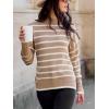 imageCUPSHE Womens Mock Neck Striped Sweater Fall Winter Long Sleeve Casual Pullover Knit TopsSand