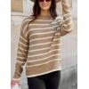 imageCUPSHE Womens Mock Neck Striped Sweater Fall Winter Long Sleeve Casual Pullover Knit TopsSand