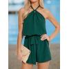 imageCUPSHE Womens Sleeveless Romper Halter Tie Front Casual Wide Leg Jumpsuit Beach Summer Vacation OutfitsGreen