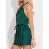 imageCUPSHE Womens Sleeveless Romper Halter Tie Front Casual Wide Leg Jumpsuit Beach Summer Vacation OutfitsGreen