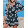imageCUPSHE Womens Summer Wide Leg Rompers V Neck Short Sleeve Overall Jumpsuit Beach Vacation OutfitBlack