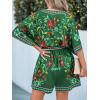 imageCUPSHE Womens Summer Wide Leg Rompers V Neck Short Sleeve Overall Jumpsuit Beach Vacation OutfitEmerald Green