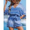imageCUPSHE Womens Summer Wide Leg Rompers V Neck Short Sleeve Overall Jumpsuit Beach Vacation OutfitForest Green