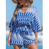 imageCUPSHE Womens Summer Wide Leg Rompers V Neck Short Sleeve Overall Jumpsuit Beach Vacation OutfitForest Green