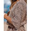 imageCUPSHE Womens Summer Wide Leg Rompers V Neck Short Sleeve Overall Jumpsuit Beach Vacation OutfitLeopard