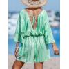 imageCUPSHE Womens Summer Wide Leg Rompers V Neck Short Sleeve Overall Jumpsuit Beach Vacation OutfitOlive Green