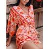 imageCUPSHE Womens Summer Wide Leg Rompers V Neck Short Sleeve Overall Jumpsuit Beach Vacation OutfitOrange