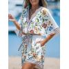 imageCUPSHE Womens Summer Wide Leg Rompers V Neck Short Sleeve Overall Jumpsuit Beach Vacation OutfitWhite